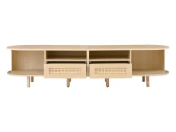 Móvel para TV com 2 gavetas e 2 portas de correr - Oval em madeira - Cor natural