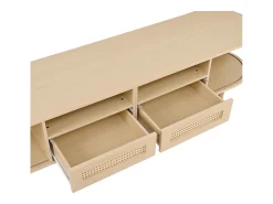 Móvel para TV com 2 gavetas e 2 portas de correr - Oval em madeira - Cor natural