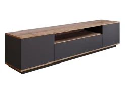 Móvel para TV com 3 portas e 1 nicho - Antracite e natural - LOTULA