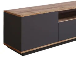 Móvel para TV com 3 portas e 1 nicho - Antracite e natural - LOTULA