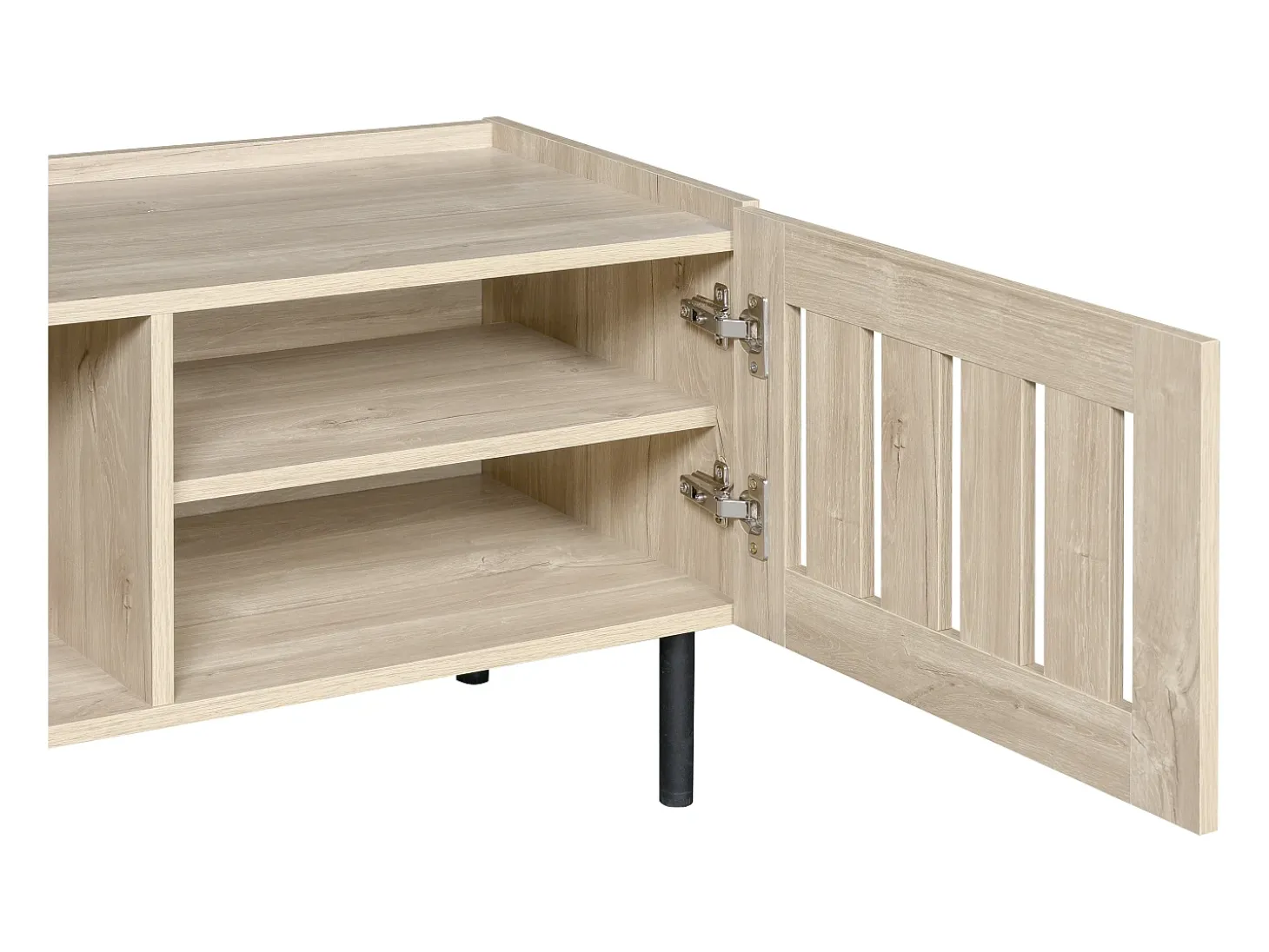 Móvel para TV com 3 portas, 160 x 40 x 47 cm - Design vazado - Cor da madeira natural