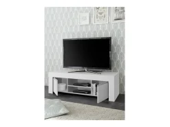Móvel para TV com 2 portas, coleção ZEFIR, cor branca fosca, ideal para uma sala de estar moderna e na moda.