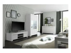 Móvel para TV com 2 portas, coleção ZEFIR, cor branca fosca, ideal para uma sala de estar moderna e na moda.