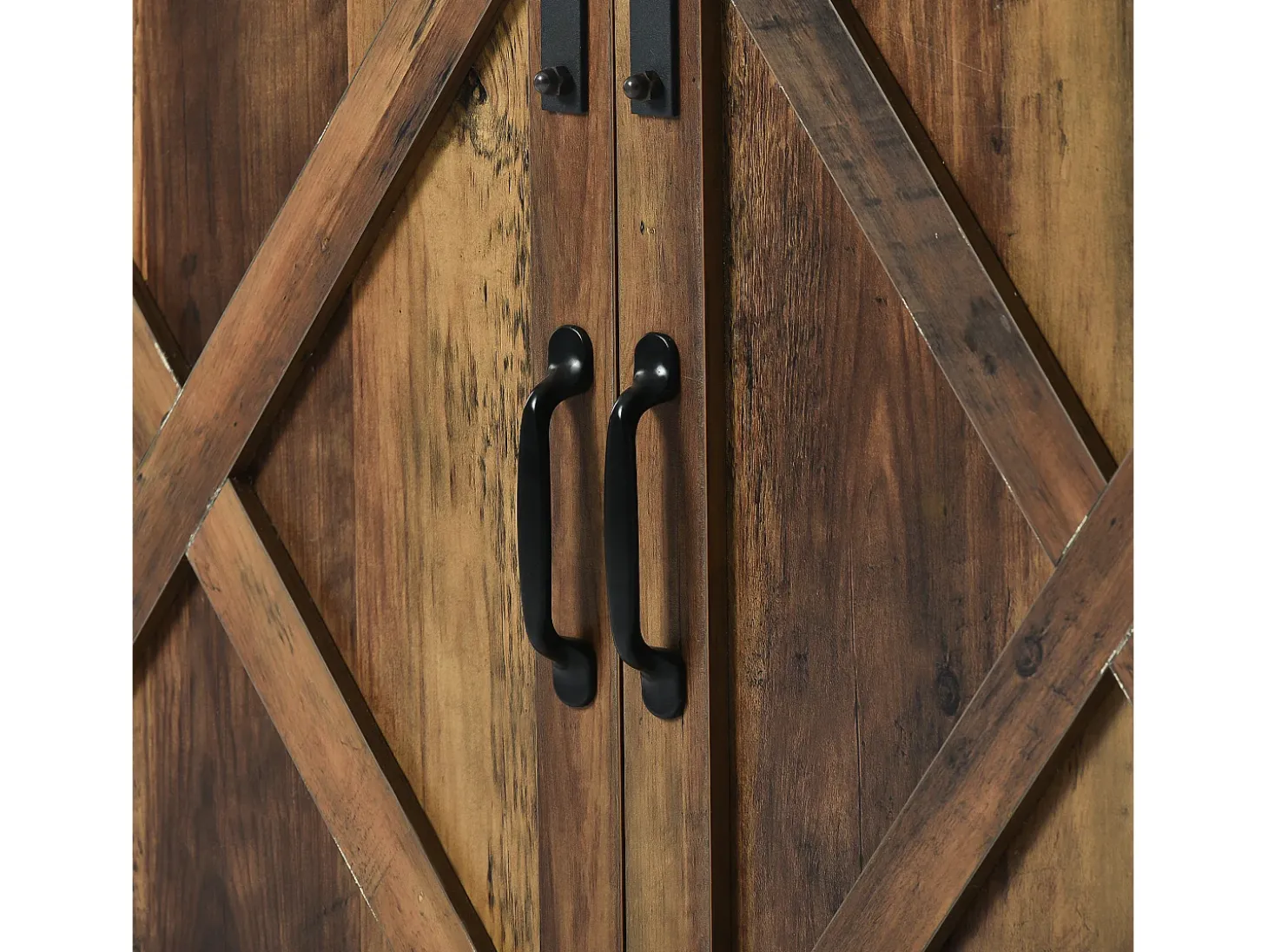 Móvel para TV com 2 portas de correr e 2 gavetas - Branco e madeira