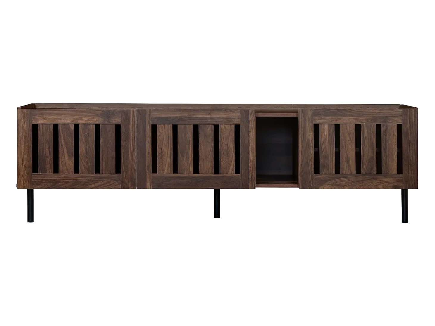 Móvel para TV com 3 portas, 160 x 40 x 47 cm - Design vazado - Cor nogueira