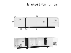 Móvel para TV com 4 portas e 1 gaveta, pés pretos, acabamento brilhante, branco