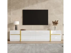 Móvel para TV com acabamento brilhante - 180 x 40 x 38 cm - com gavetas e portas - estilo moderno - MDF - branco