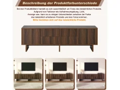 Móvel para TV com design ondulado - 180 x 40 x 56 cm - com 4 gavetas + 2 portas - para TVs de 75 polegadas - aglomerado - nogueira escura