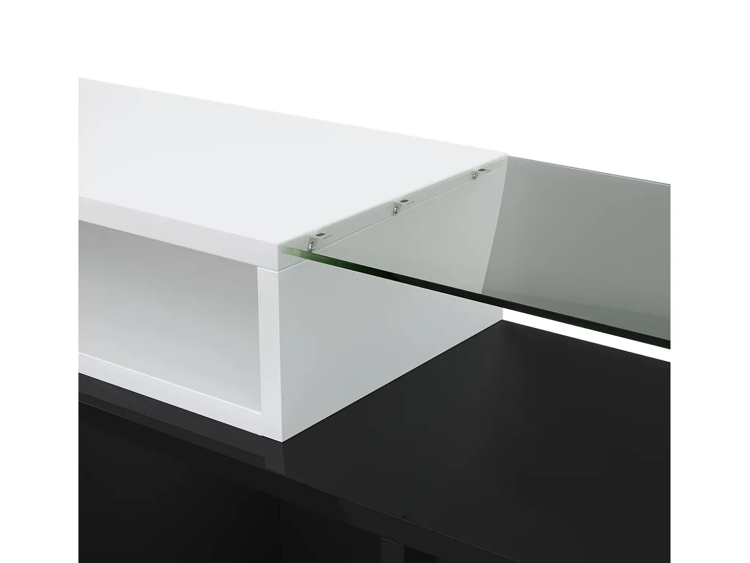 Móvel para TV com iluminação LED, 6 portas e 2 gavetas - Acabamento lacado a branco e preto
