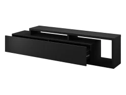 Móvel para TV de 220cm da coleção BERGAME. Cor preto super fosco.