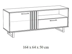 Móvel para TV de 165cm na cor carvalho claro com 2 portas e 1 nicho da coleção LOFT. Pés em metal.