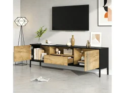 Móvel para TV de sala de estar - 170 x 35 x 50 cm - com 2 portas + 1 gaveta - para TVs de até 70 polegadas - aglomerado - cor natural