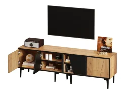 Móvel para TV de sala de estar, 160 x 36,5 x 45 cm - com 4 portas - tampo baixo com 7 pés - aglomerado - cor natural