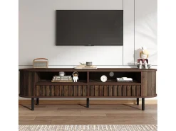 Móvel para TV de sala de estar - 160 x 40 x 48 cm - com 2 gavetas + prateleira - para TVs de 65 polegadas - MDF - marrom