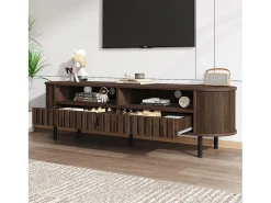 Móvel para TV de sala de estar - 160 x 40 x 48 cm - com 2 gavetas + prateleira - para TVs de 65 polegadas - MDF - marrom