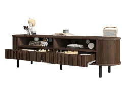 Móvel para TV de sala de estar - 160 x 40 x 48 cm - com 2 gavetas + prateleira - para TVs de 65 polegadas - MDF - marrom