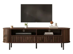 Móvel para TV de sala de estar - 160 x 40 x 48 cm - com 2 gavetas + prateleira - para TVs de 65 polegadas - MDF - marrom