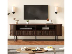 Móvel para TV de sala de estar - 160 x 40 x 48 cm - com 2 gavetas + prateleira - para TVs de 65 polegadas - MDF - marrom