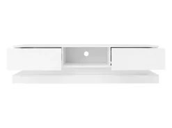 Móvel para TV em lacado branco brilhante com iluminação LED e 2 gavetas, 160 x 35 x 40,5 cm