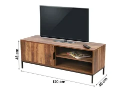 Móvel para TV estilo étnico com 1 porta na cor madeira nogueira - dimensões 120x40xH45cm