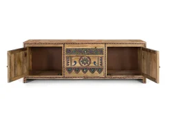 Móvel para TV fabricado principalmente em madeira de mangue, 150 cm