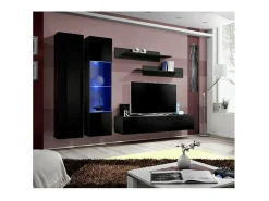 Móvel para TV FLY A5 design, cor preto brilhante + LED. Móvel suspenso moderno e na moda para a sua sala de estar.