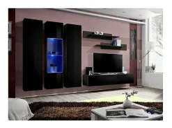 Móvel para TV FLY C5 design, cor preto brilhante. Móvel suspenso moderno e na moda para a sua sala de estar.