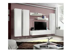 Móvel para TV FLY C1 design, cor branco brilhante. Móvel suspenso moderno e na moda para a sua sala de estar.