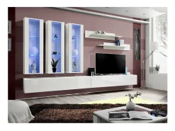 Móvel para TV FLY E3 design, cor branca brilhante. Móvel suspenso moderno e na moda para a sua sala de estar.