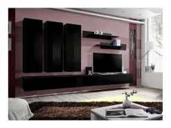 Móvel para TV FLY E1 design, cor preto brilhante. Móvel suspenso moderno e na moda para a sua sala de estar.