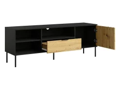 Móvel para TV IZO – Ônix Preto & Carvalho Claro – 160x58x40 cm