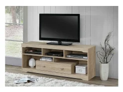 Móvel para TV MERSIN 150 cm com 1 gaveta e 5 nichos na cor Sonoma.
