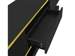 Móvel para TV moderno 180×38×45 cm - com três gavetas - com um compartimento aberto - com iluminação LED - preto