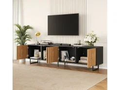 Móvel para TV para sala de estar - 180 x 40 x 50 cm - com 4 portas - para TV de 80 polegadas - aglomerado - cor natural