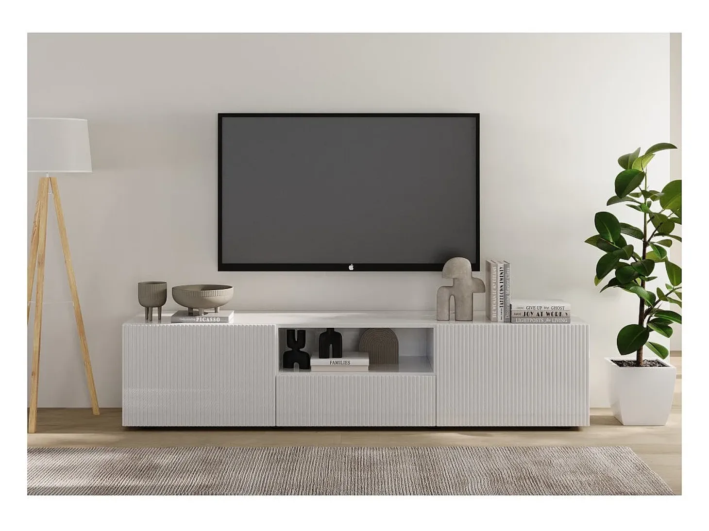 Móvel para TV SCENA – L184 x A43 x P42 cm – Branco laqueado brilhante