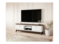Móvel para TV XL 196 cm coleção PALACE. Cor branco e carvalho.