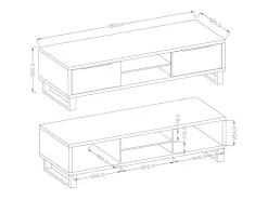 Móvel para TV XL 180cm coleção MILO. Cor carvalho. Estilo design.