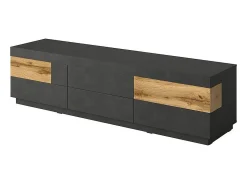 Móvel para TV XL 200cm coleção KILES. Cor cinza antracite e carvalho. Estilo design.
