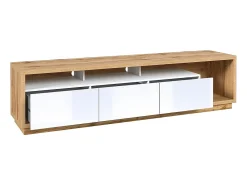 Móvel para TV XL 200cm coleção CLARA. Cor carvalho e branco brilhante.