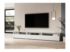 Móvel para TV XL 270cm para colocar ou suspender coleção RAMOS. Cor branco brilhante.