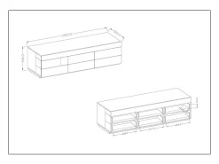 Móvel para TV XL design 200cm coleção KILES. Cores branco e cinza.