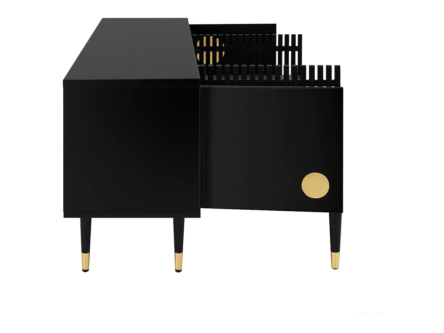 Móvel para TV 170x36x54 cm - 4 portas - puxadores ocultos - pés ajustáveis - MDF - preto