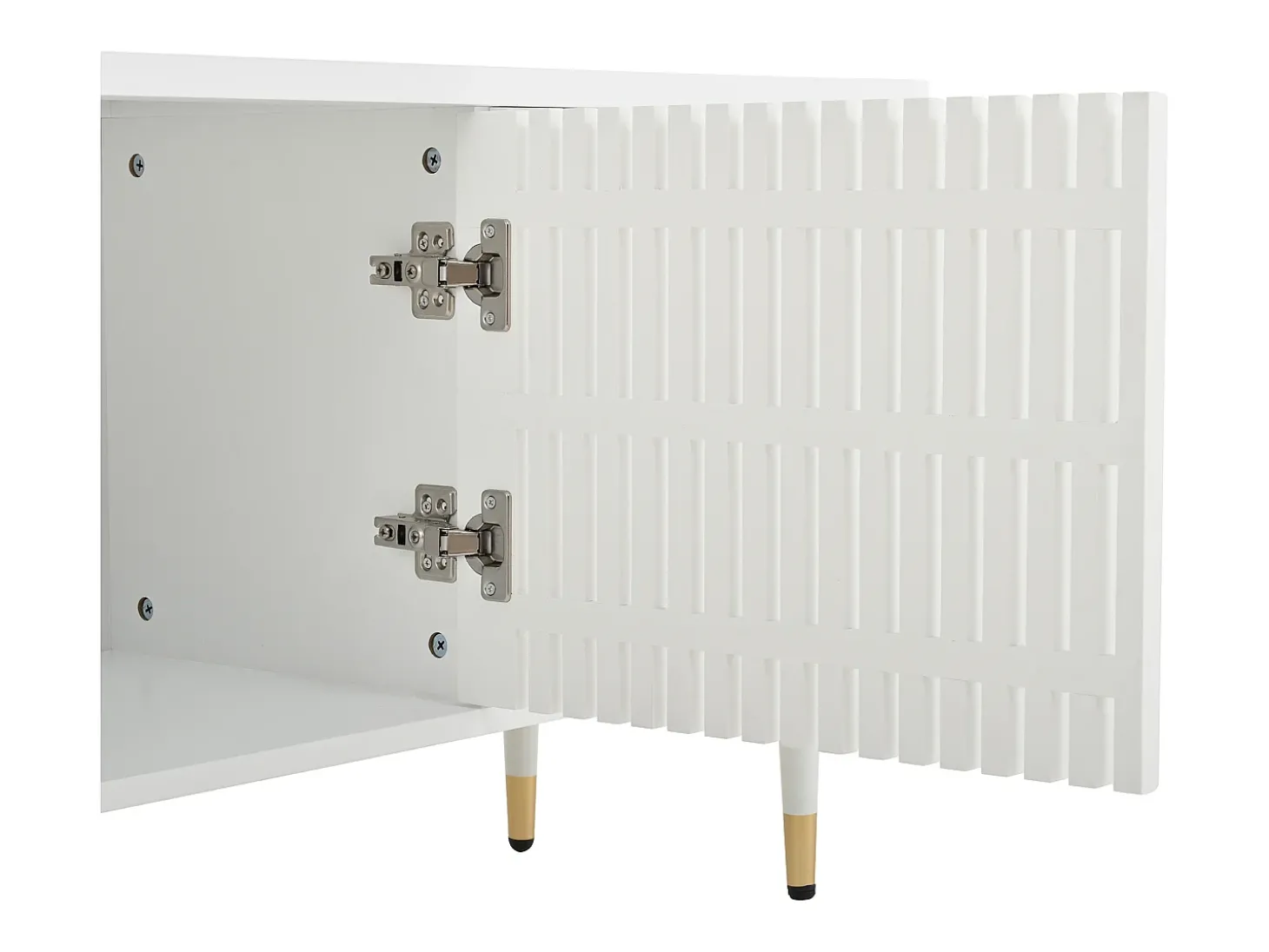 Móvel para TV 170x36x54 cm - 4 portas - puxadores ocultos - pés ajustáveis - MDF - branco