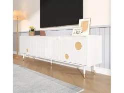 Móvel para TV 170x36x54 cm - 4 portas - puxadores ocultos - pés ajustáveis - MDF - branco