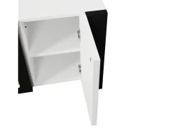 Móvel para TV 165x32x55 cm - 2 portas - Com lareira elétrica efeito chama - Sem aquecimento - Branco + Preto