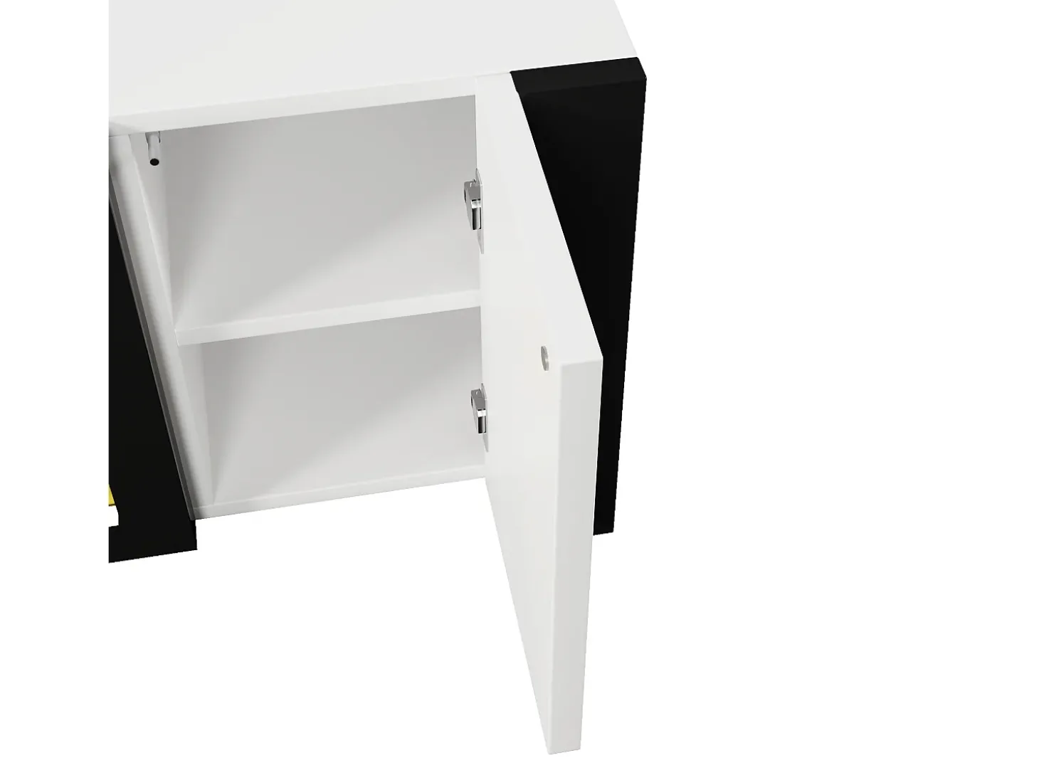 Móvel para TV 165x32x55 cm - 2 portas - Com lareira elétrica efeito chama - Sem aquecimento - Branco + Preto