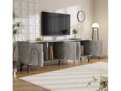 Móvel para TV 160x38x55.5 cm - 4 portas - painéis de partículas - cinza