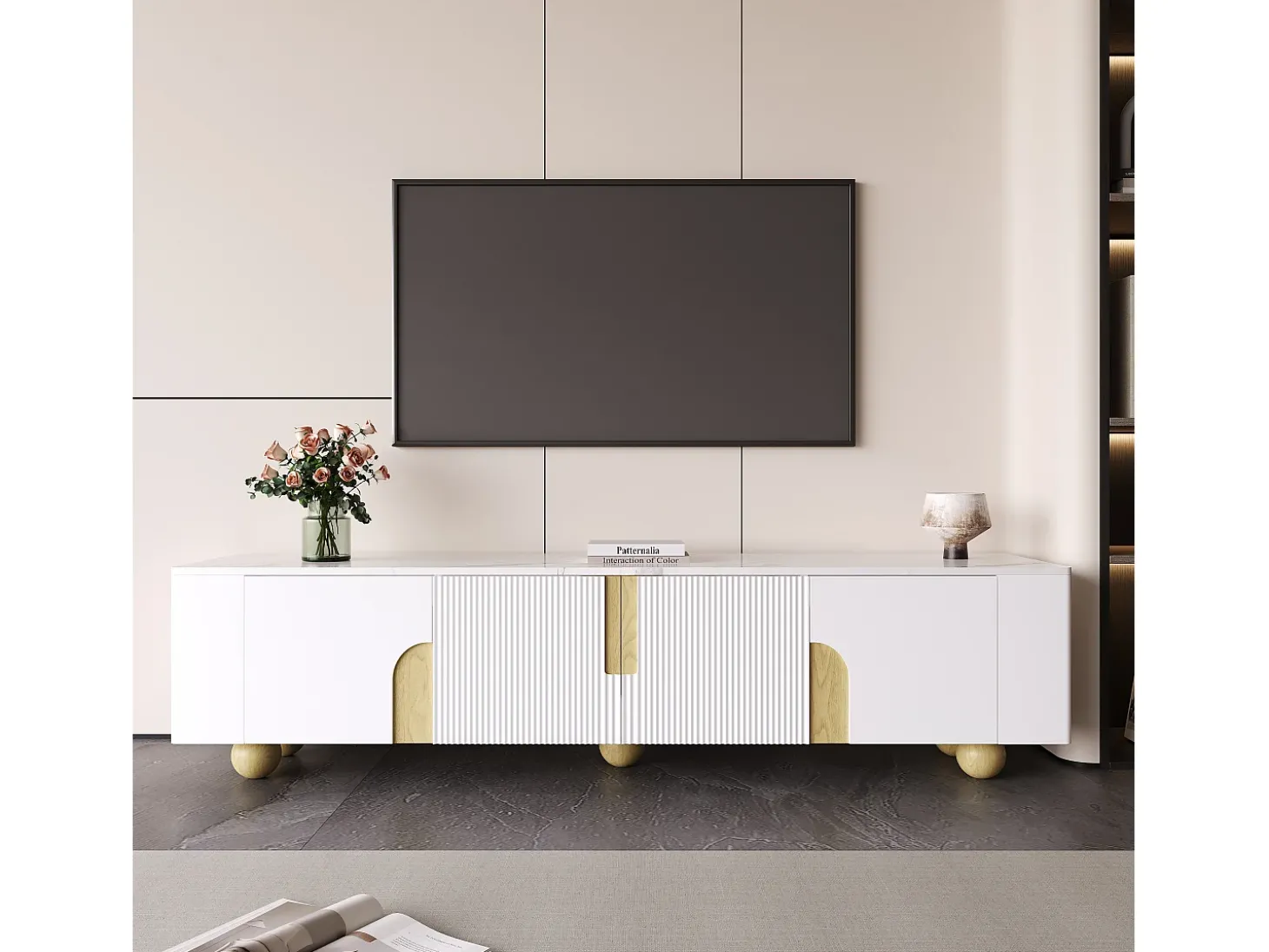 Móvel para TV 180x40x44 cm - 4 portas - MDF+aglomerado - branco