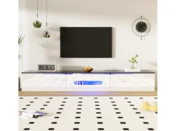 Móvel para TV 180x35x30 cm - acabamento brilhante - iluminação LED 16 cores - montagem em parede - branco+preto