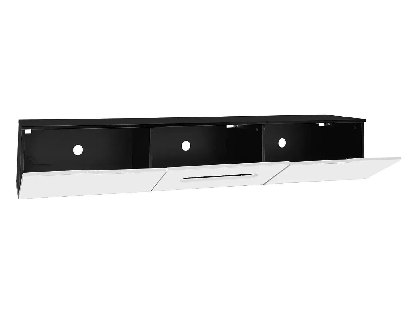 Móvel para TV 180x35x30 cm - acabamento brilhante - iluminação LED 16 cores - montagem em parede - branco+preto